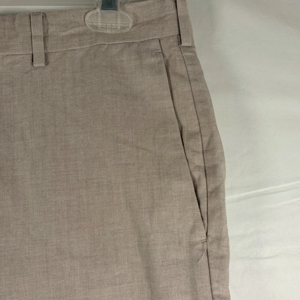Cubavera Mens 32x34 Khaki Linen Blend Beachcore Flat Front Pants Old Money